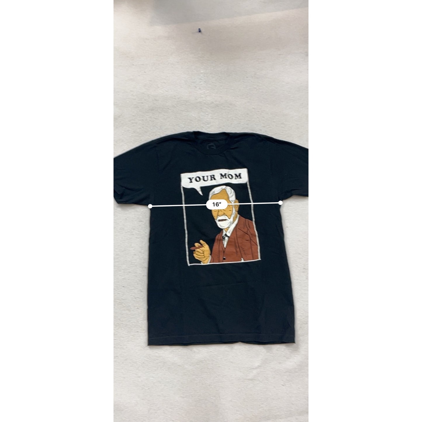 Sigmund Freud "Your Mom" Graphic Black T-Shirt S Soft Cotton Casual Wear #990A