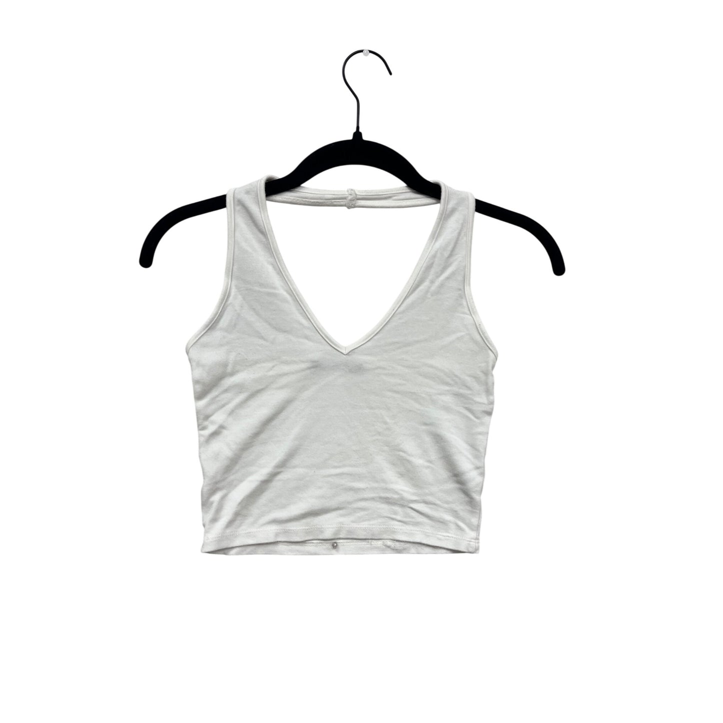 Brandy Melville White Sleeveless V-Neck Crop Top OS #117A
