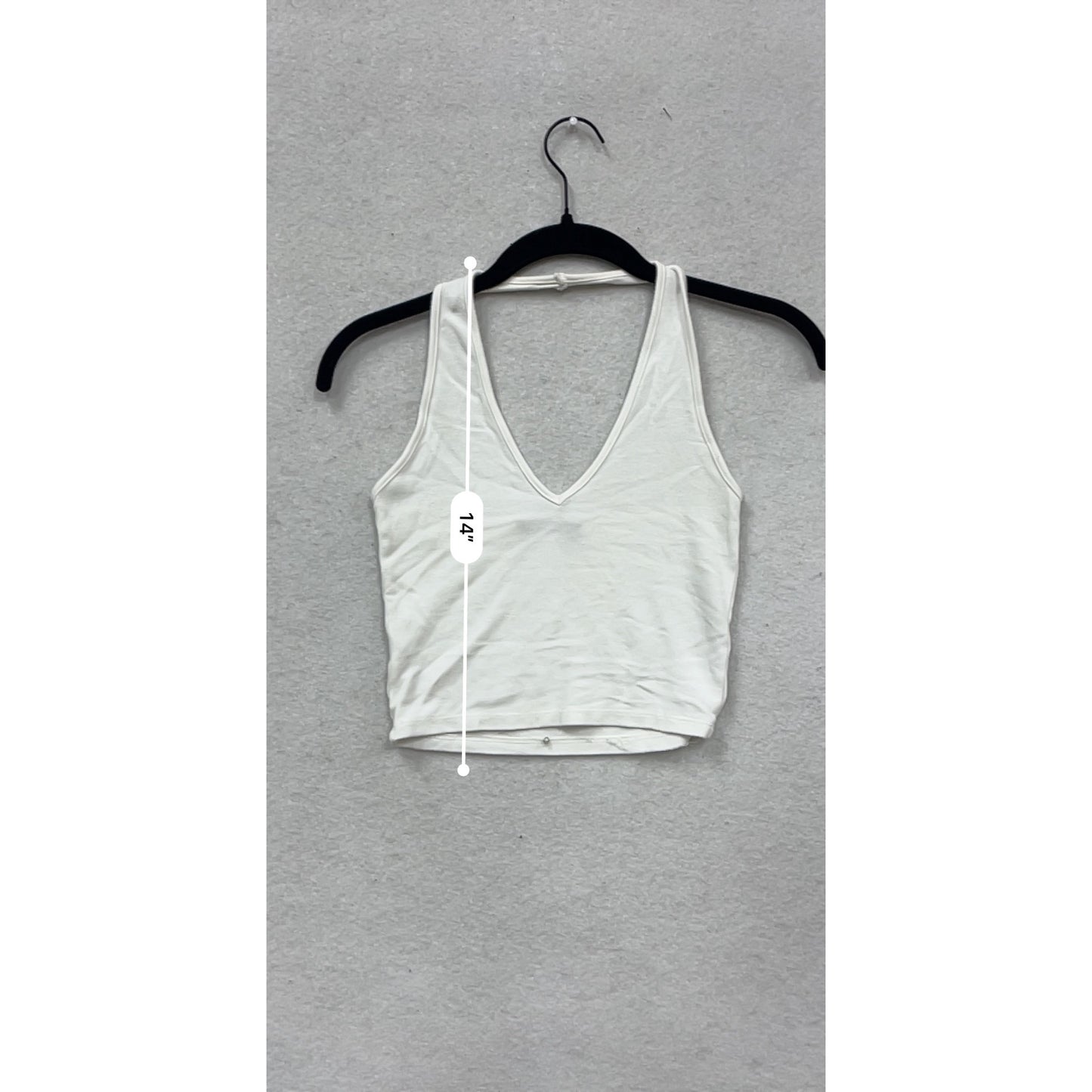Brandy Melville White Sleeveless V-Neck Crop Top OS #117A