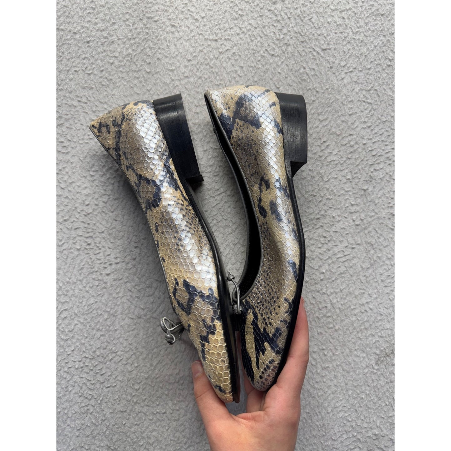 Snake Print Leather Ballet Flats Amalfi By Rangoni Made In Italy Size 10.5 #9406