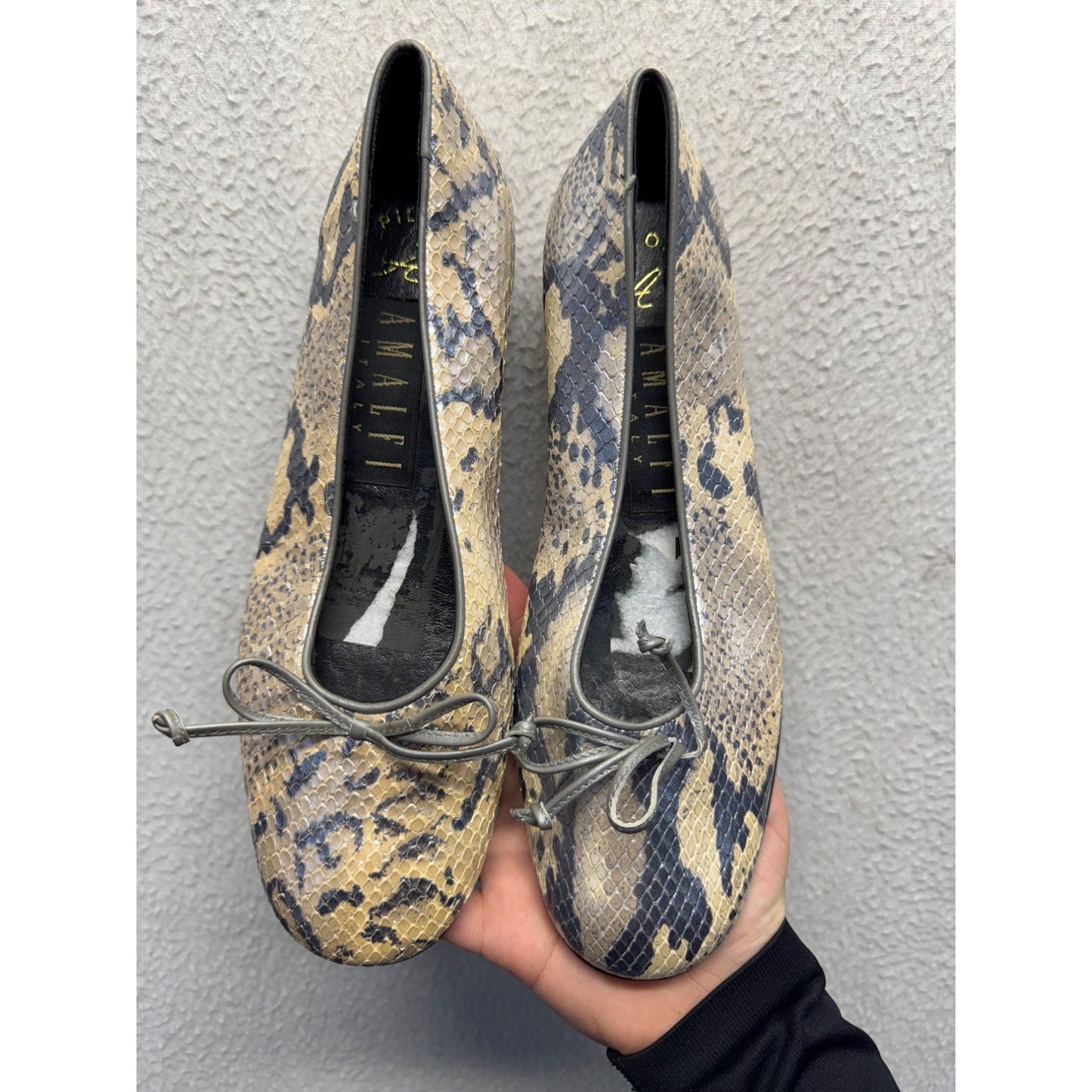 Snake Print Leather Ballet Flats Amalfi By Rangoni Made In Italy Size 10.5 #9406