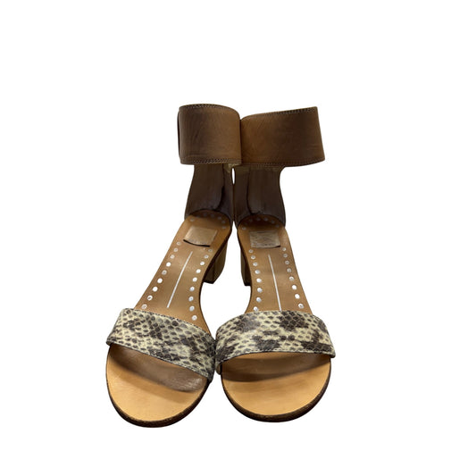 Dolce Vita Womens Tan & Snake Print Sandals With Block Heels Size 8M 9478