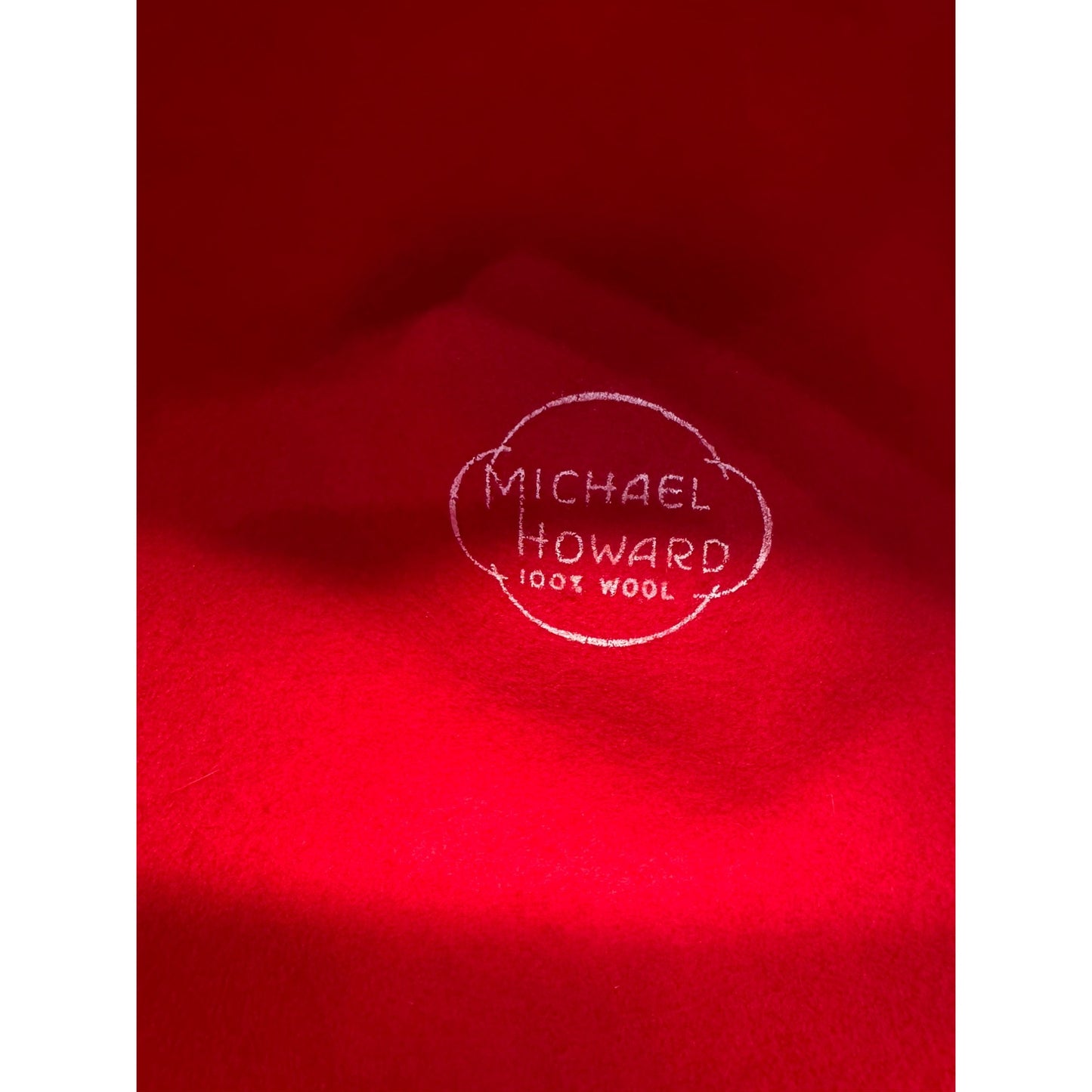 Vintage Red Wool Wide-Brim Hat With Ribbon Tie By Michael Howard #9754