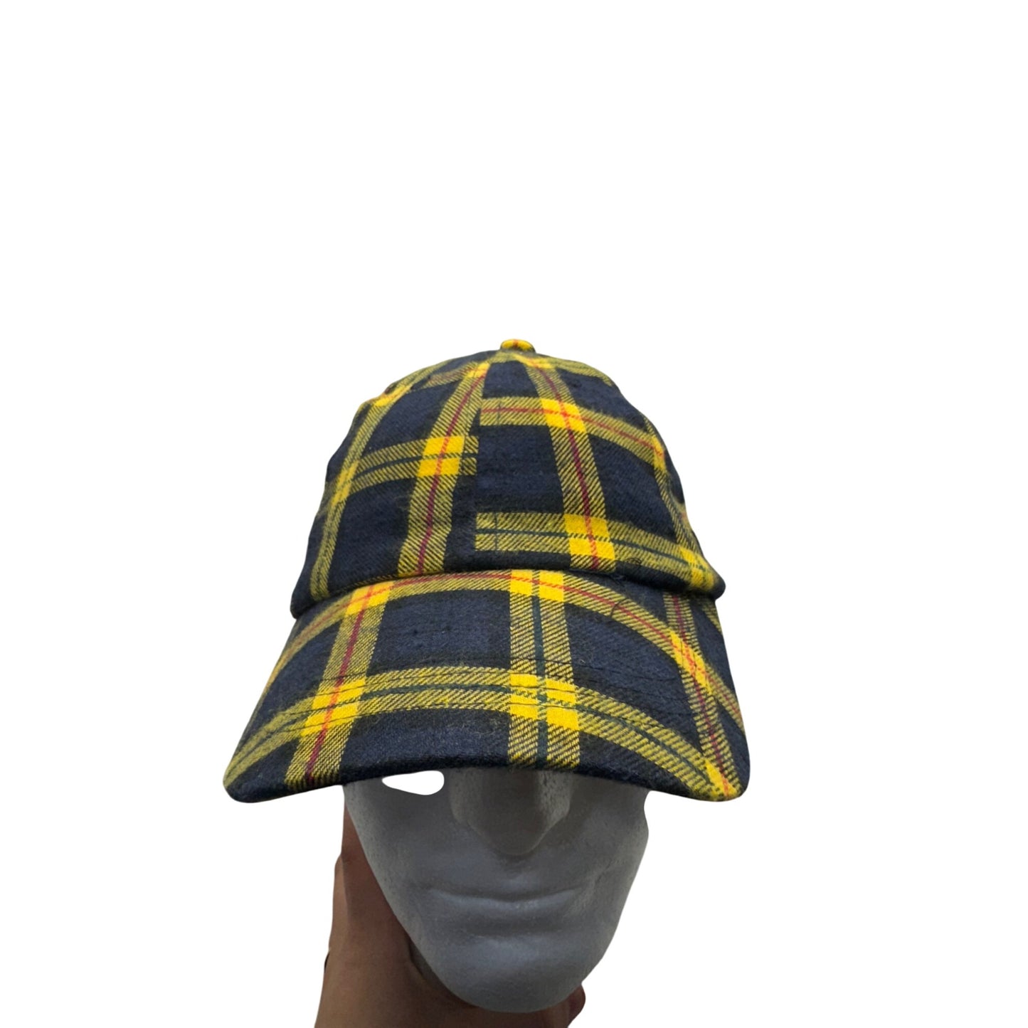 Yellow & Navy Plaid Adjustable Baseball Cap By Ninth Hall #9225