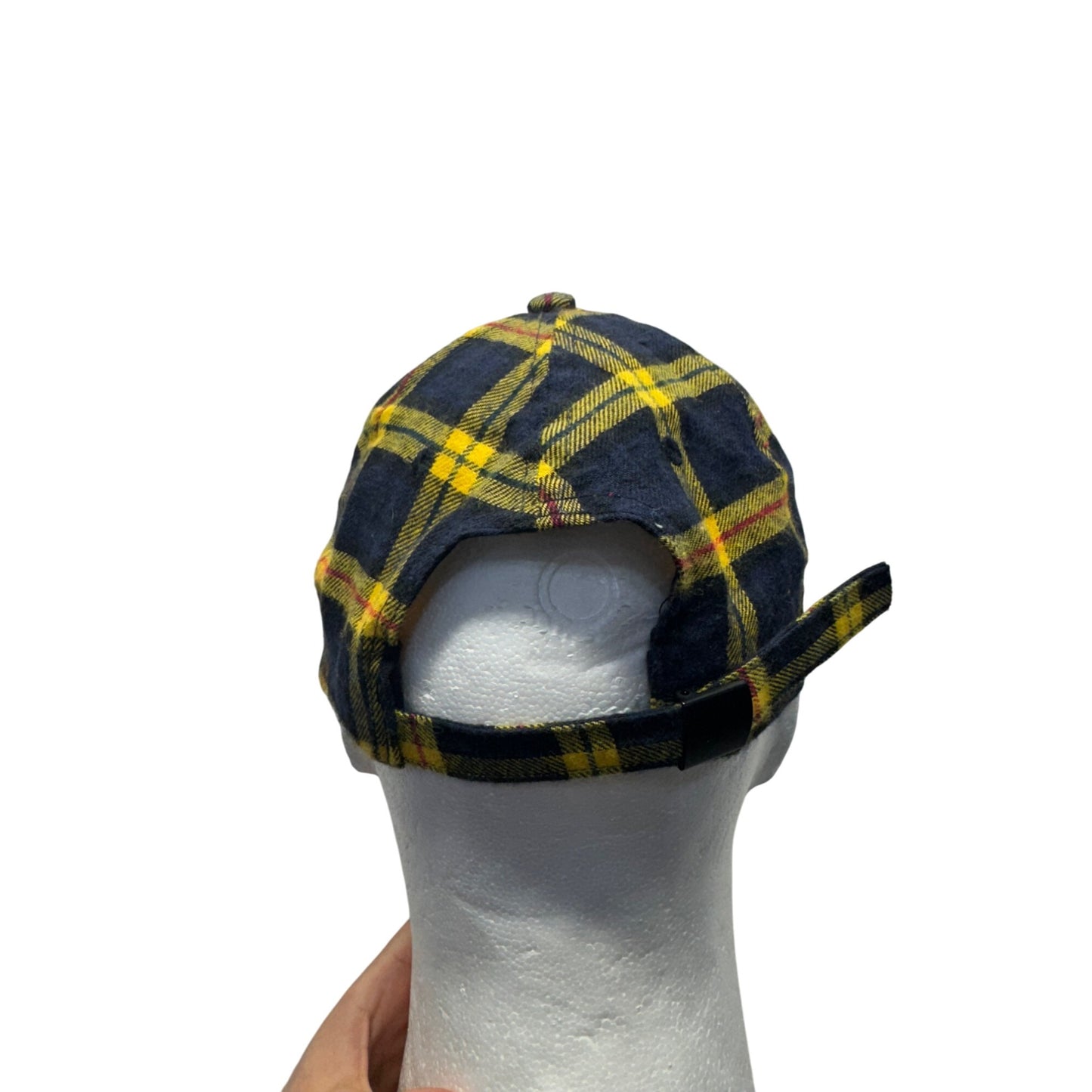 Yellow & Navy Plaid Adjustable Baseball Cap By Ninth Hall #9225