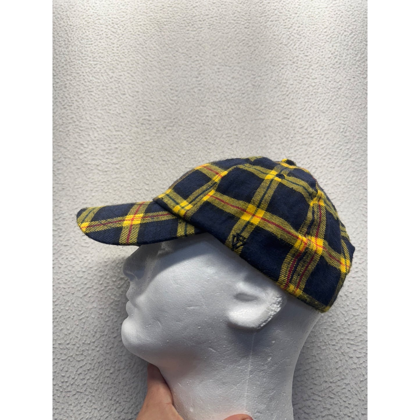 Yellow & Navy Plaid Adjustable Baseball Cap By Ninth Hall #9225