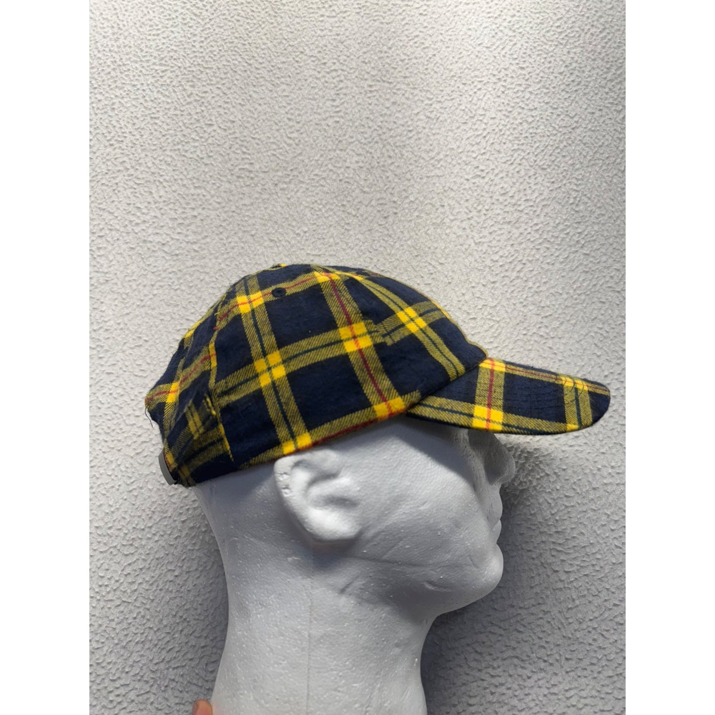 Yellow & Navy Plaid Adjustable Baseball Cap By Ninth Hall #9225