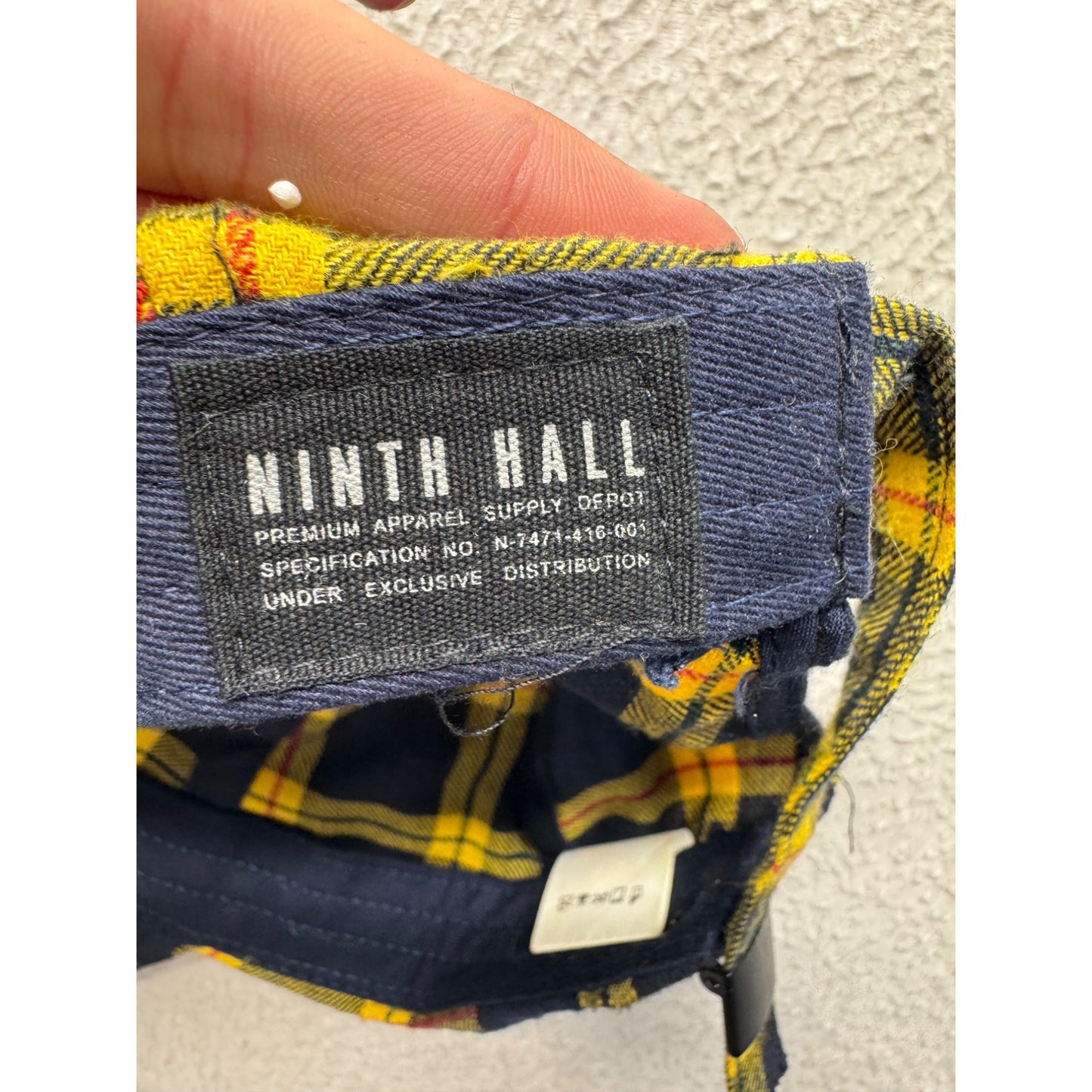 Yellow & Navy Plaid Adjustable Baseball Cap By Ninth Hall #9225