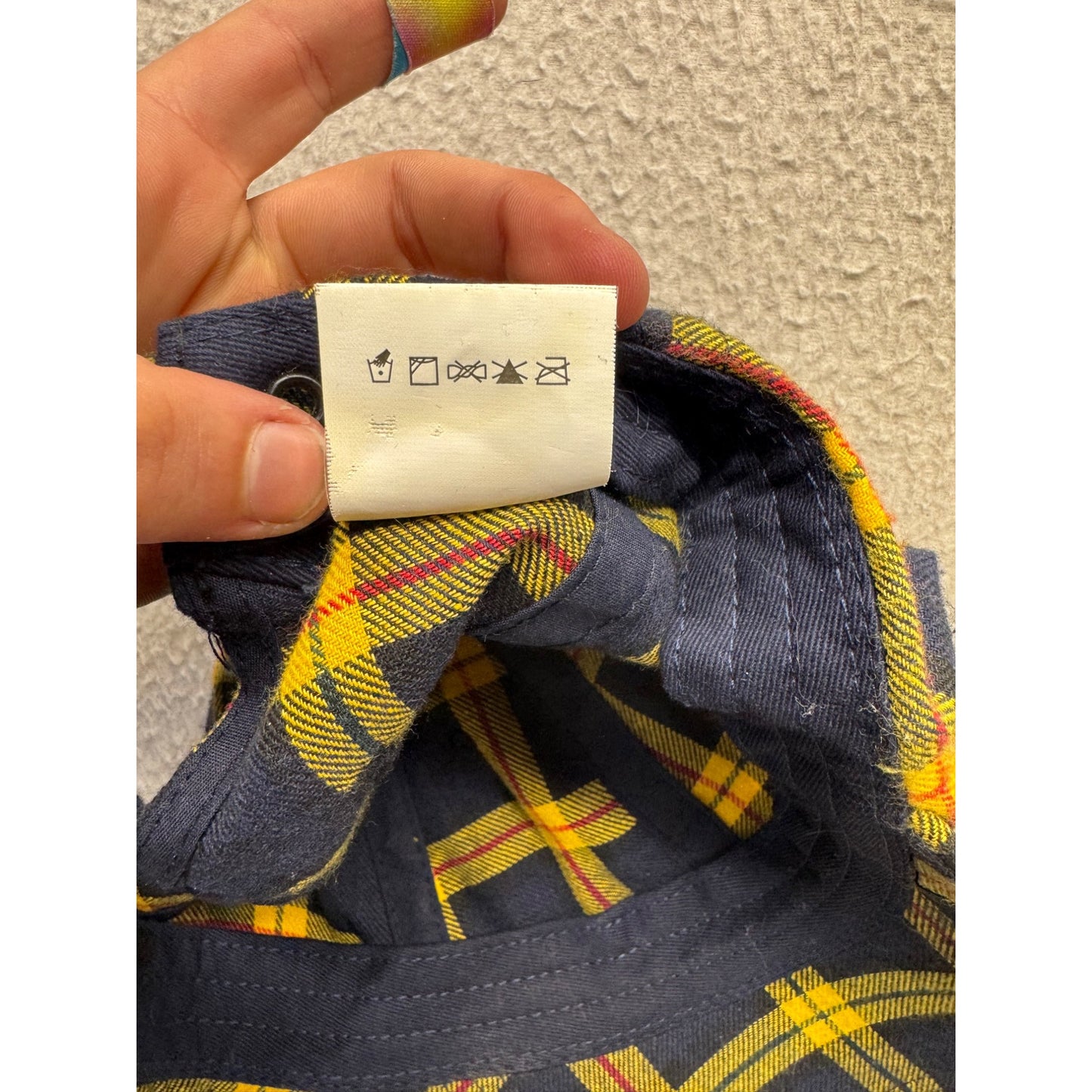 Yellow & Navy Plaid Adjustable Baseball Cap By Ninth Hall #9225