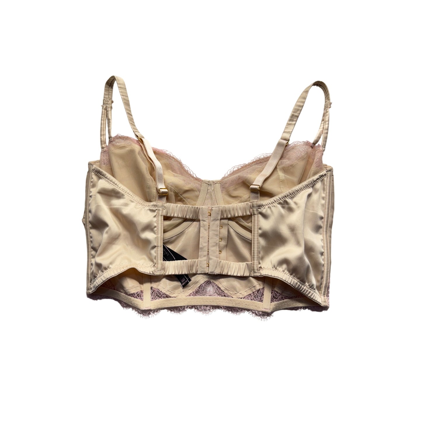 Victorias Secret 38DD/E Beige/Pink Satin Lace Balconette Bra #9032