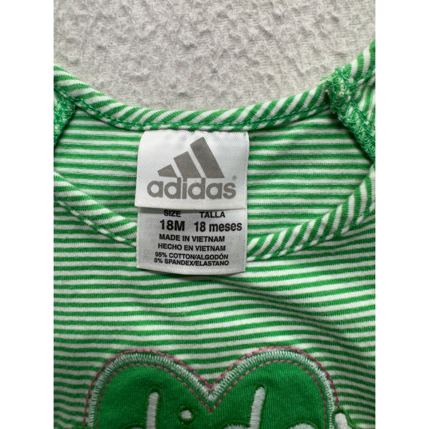 Adidas Green Striped Tank Top 18M Cotton Sleeveless #9200