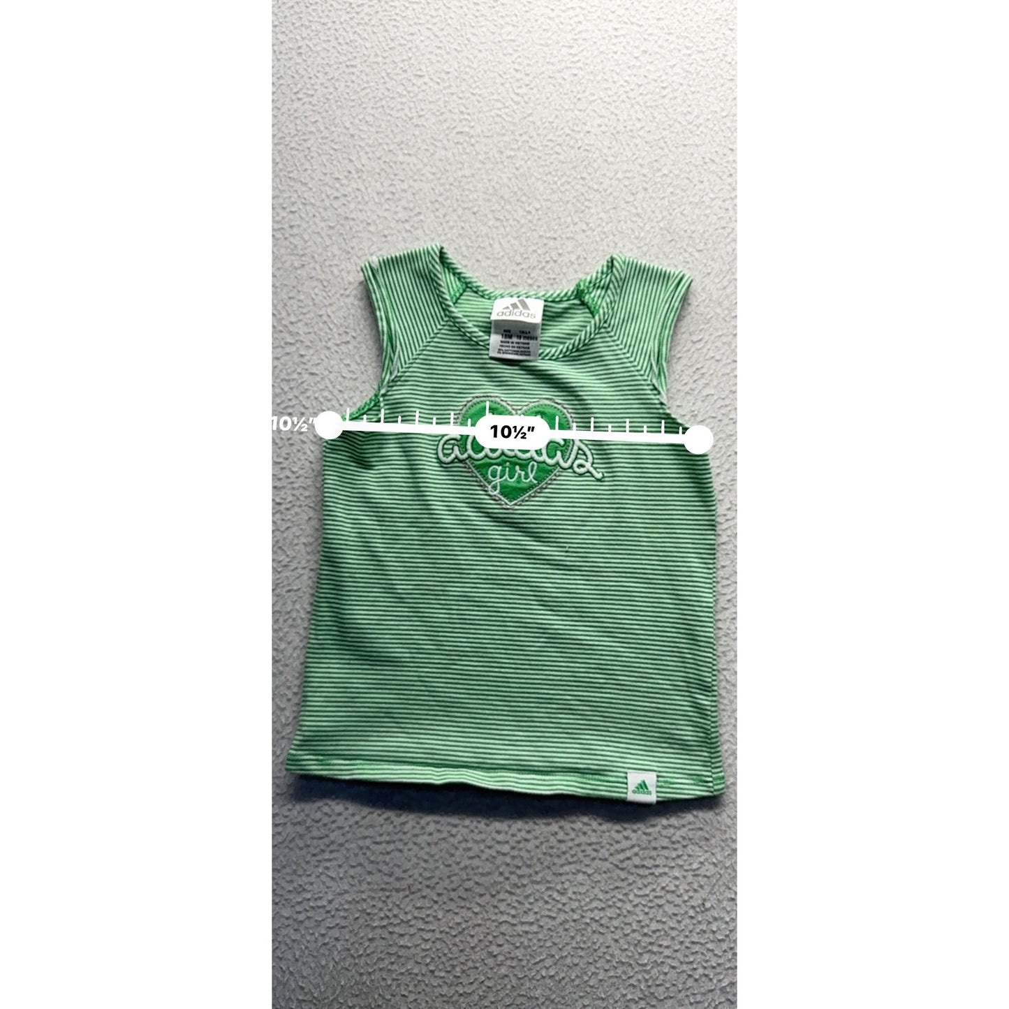 Adidas Green Striped Tank Top 18M Cotton Sleeveless #9200