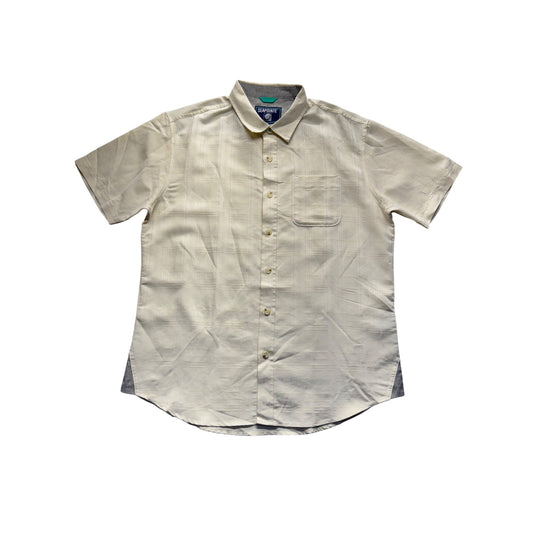 Seapointe Short Sleeve Beige Button-Up Shirt Size M #7999