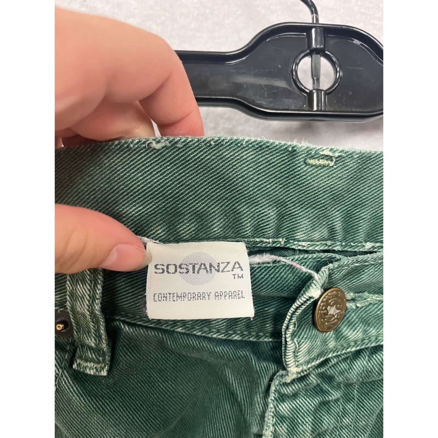 Vintage Sostanza Green Denim High-Waisted Shorts #432A