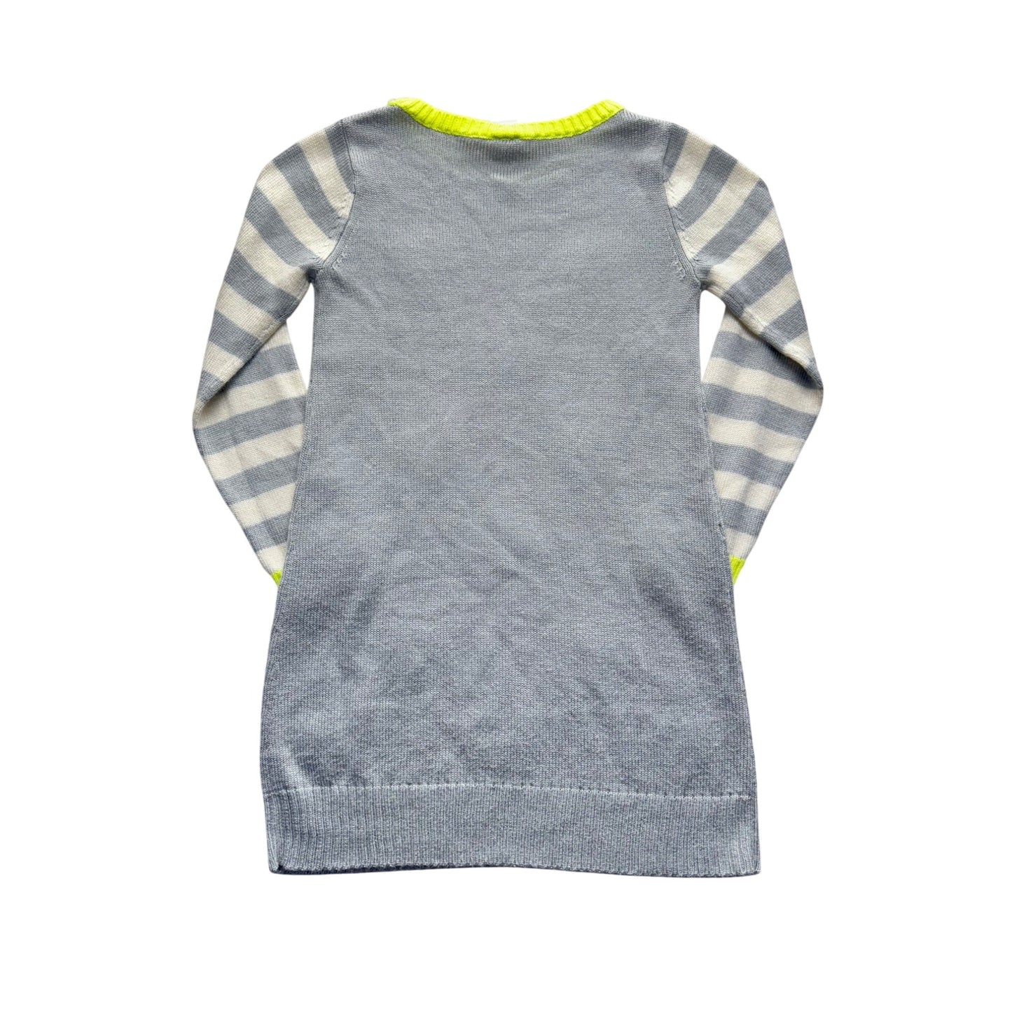 Gymboree Heart Print Gray Sweater Dress With Striped Sleeves Size 14 266B