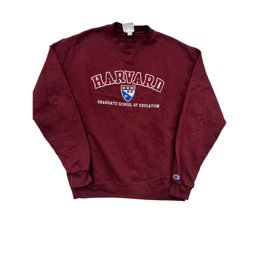Champion Maroon Harvard Graduate School Of Education Crewneck Sweatshirt L #791A