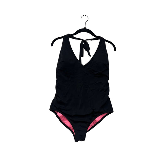Black Halter One-Piece Swimsuit With Pink Lining Womens Size L By PINK #59A