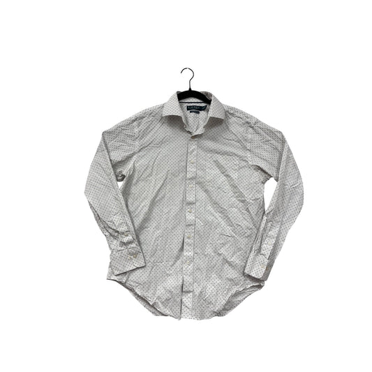 Lauren Ralph Lauren Mens Classic Fit White Button-Up Shirt With Navy Polka Dots Size 16 #6914