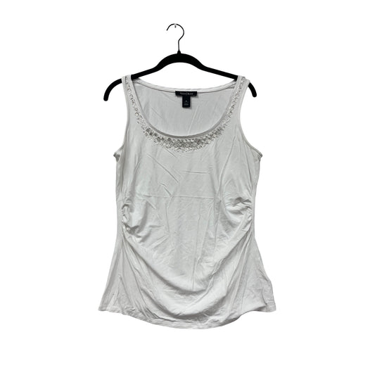 Women’s Medium White House Black Market White Embellished Scoop Neck Tank Top #6734