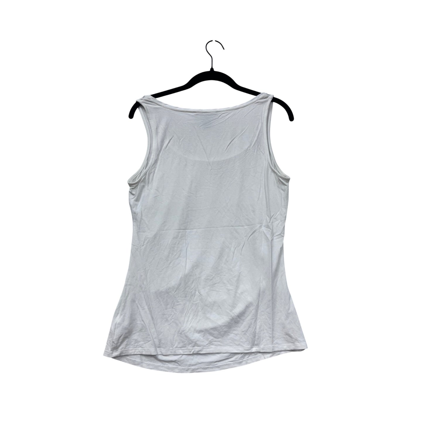 Women’s Medium White House Black Market White Embellished Scoop Neck Tank Top #6734