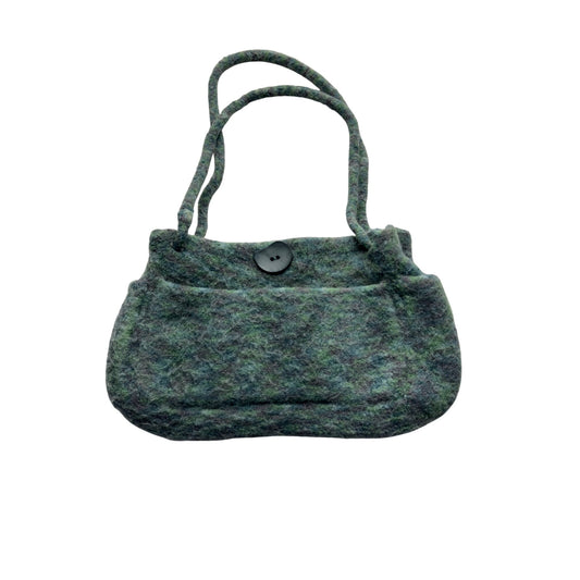 Handmade Wool Shoulder Bag With Button Closure#7613