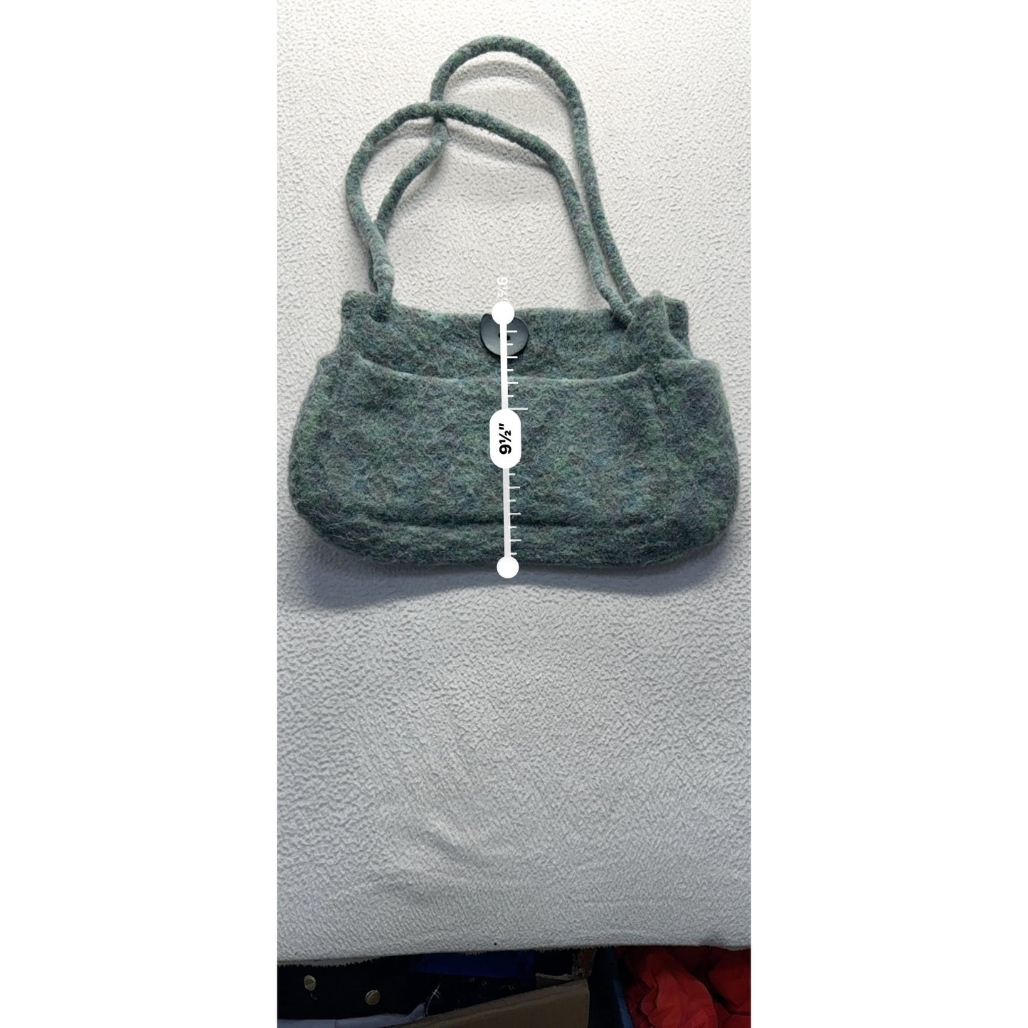 Handmade Wool Shoulder Bag With Button Closure#7613