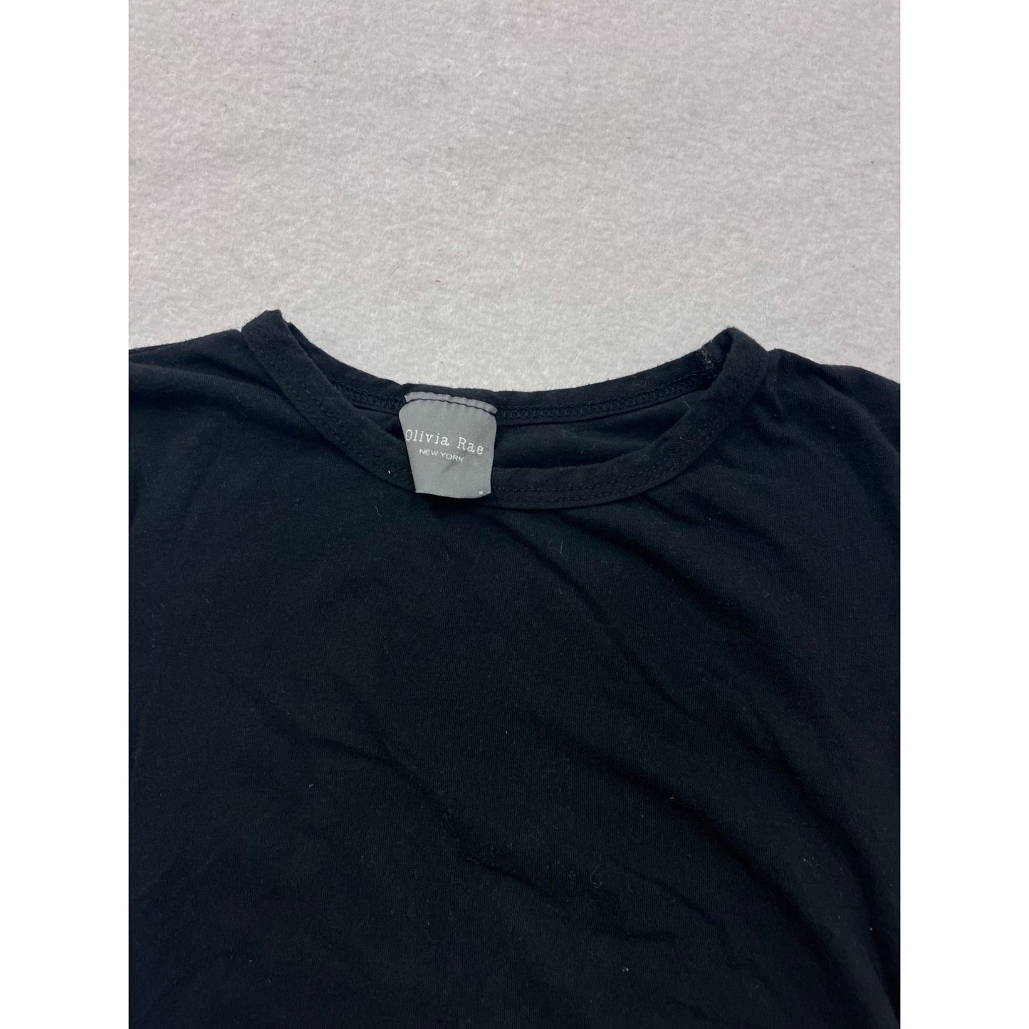 Black Olivia Rae Womens Side-Tie Short Sleeve Top S #8578