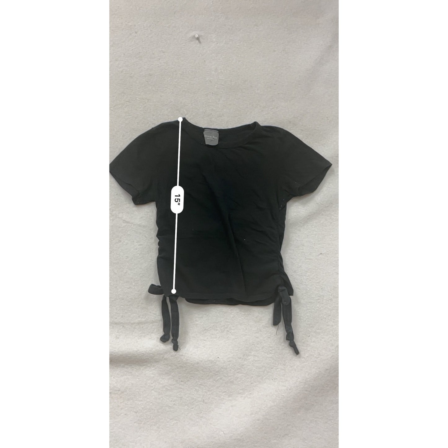 Black Olivia Rae Womens Side-Tie Short Sleeve Top S #8578