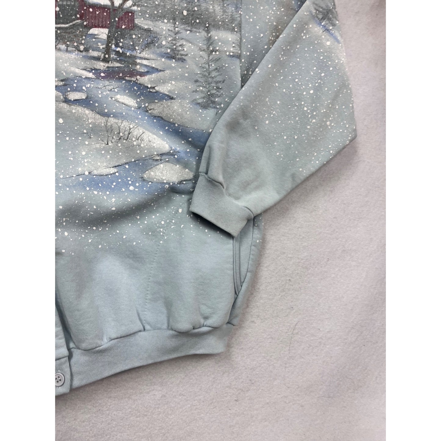 Vintage Artisans Hand-Painted Winter Scene Cardigan Sweatshirt #107C