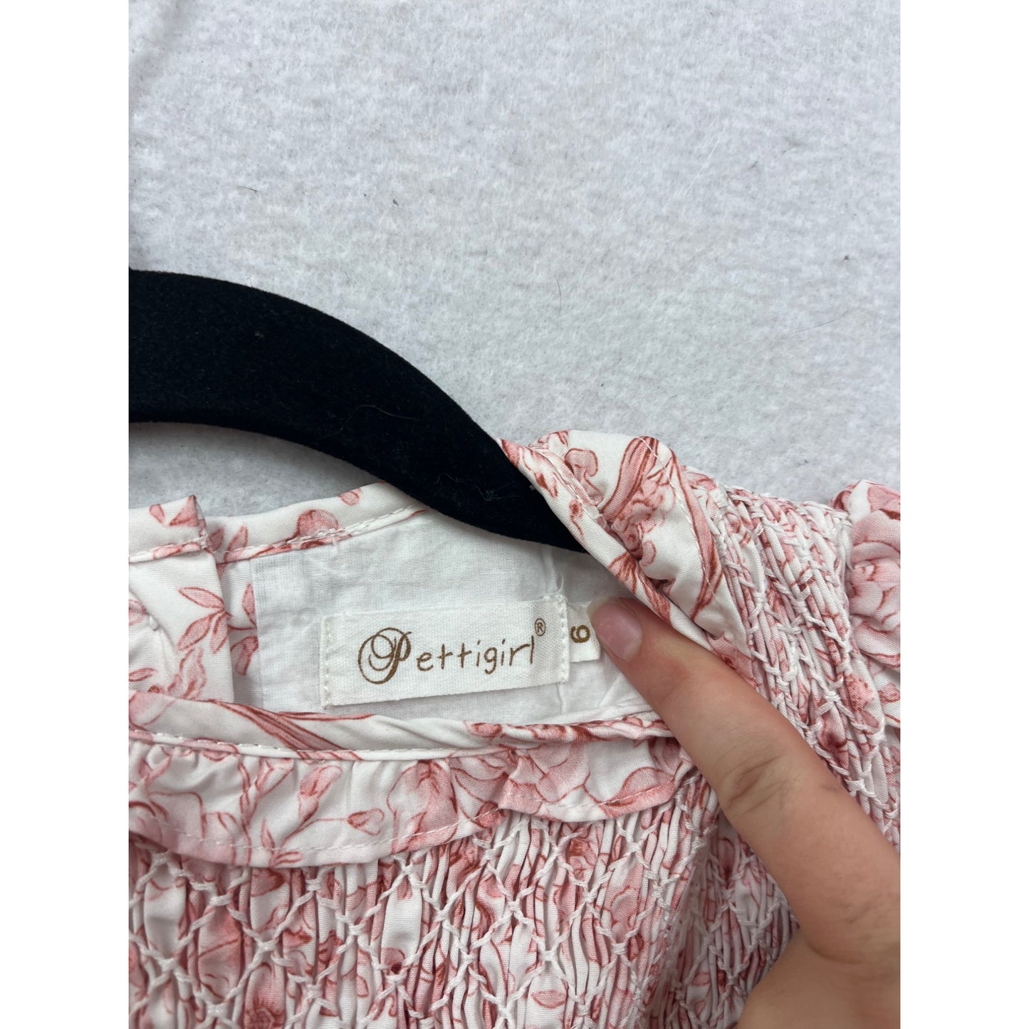 Floral Long-Sleeve Smocked Dress By Prettigirl Size 6 #8936