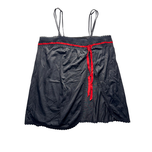 Babydoll Lingerie With Red Satin Accents & Adjustable Straps Size M #9989