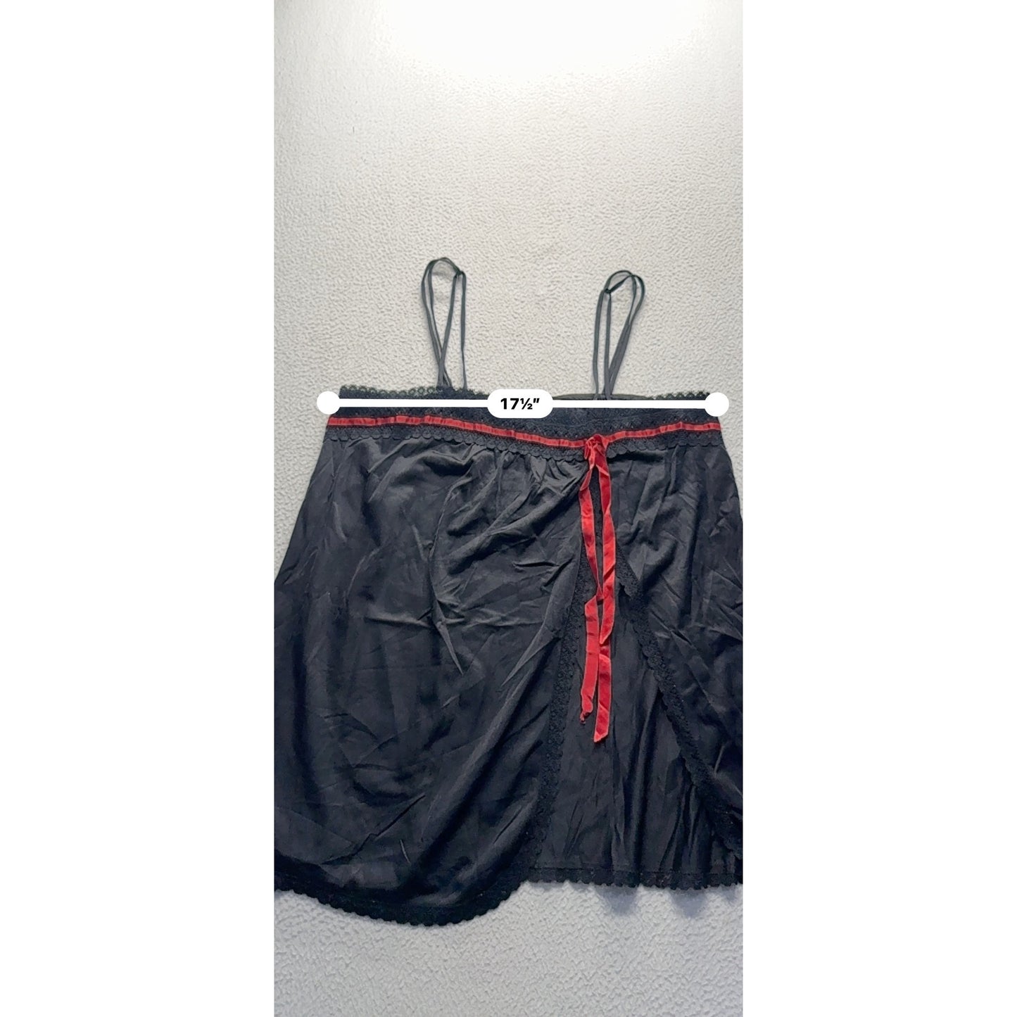 Babydoll Lingerie With Red Satin Accents & Adjustable Straps Size M #9989