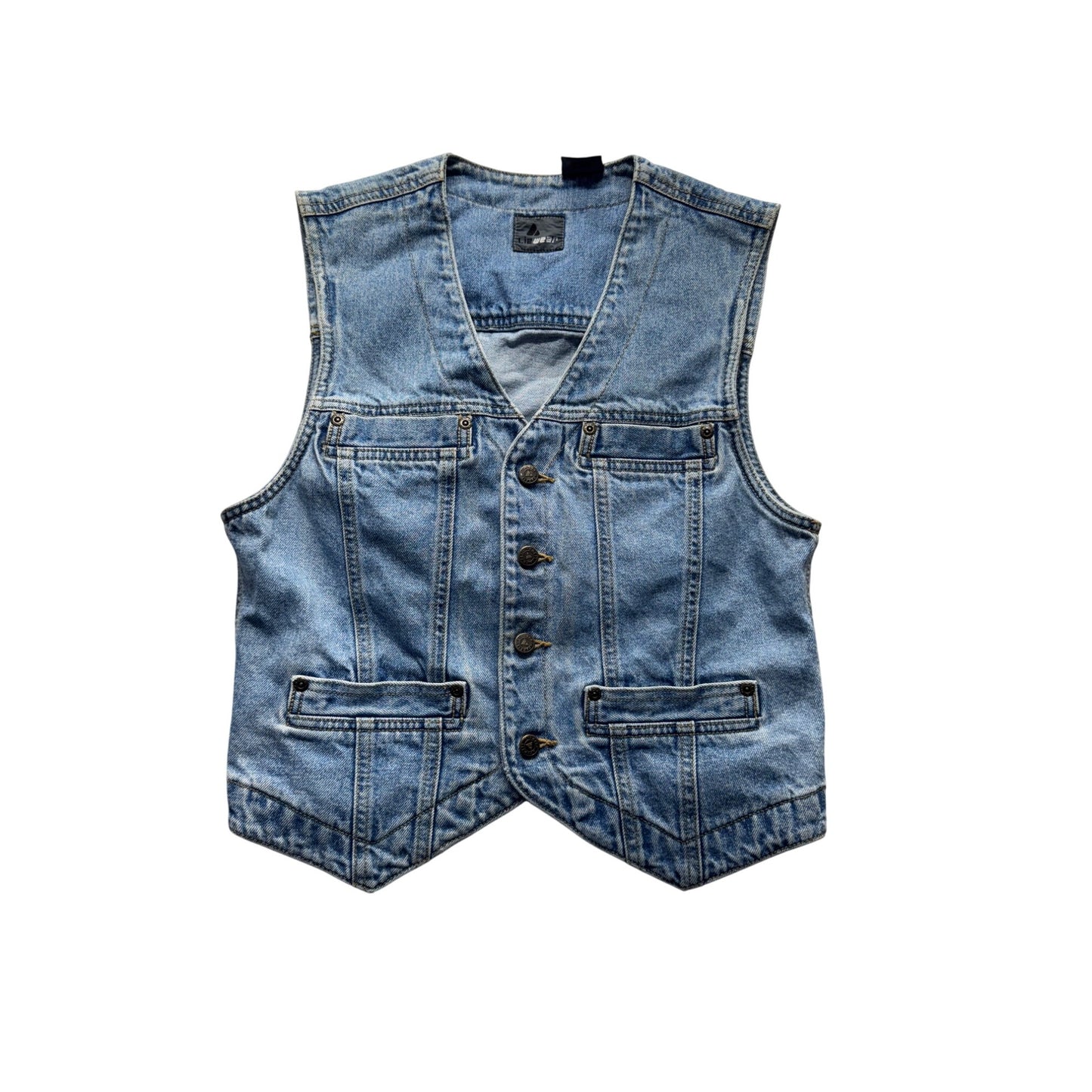 Lizwear Denim Vest With Button Closure & Pockets Size S #9554