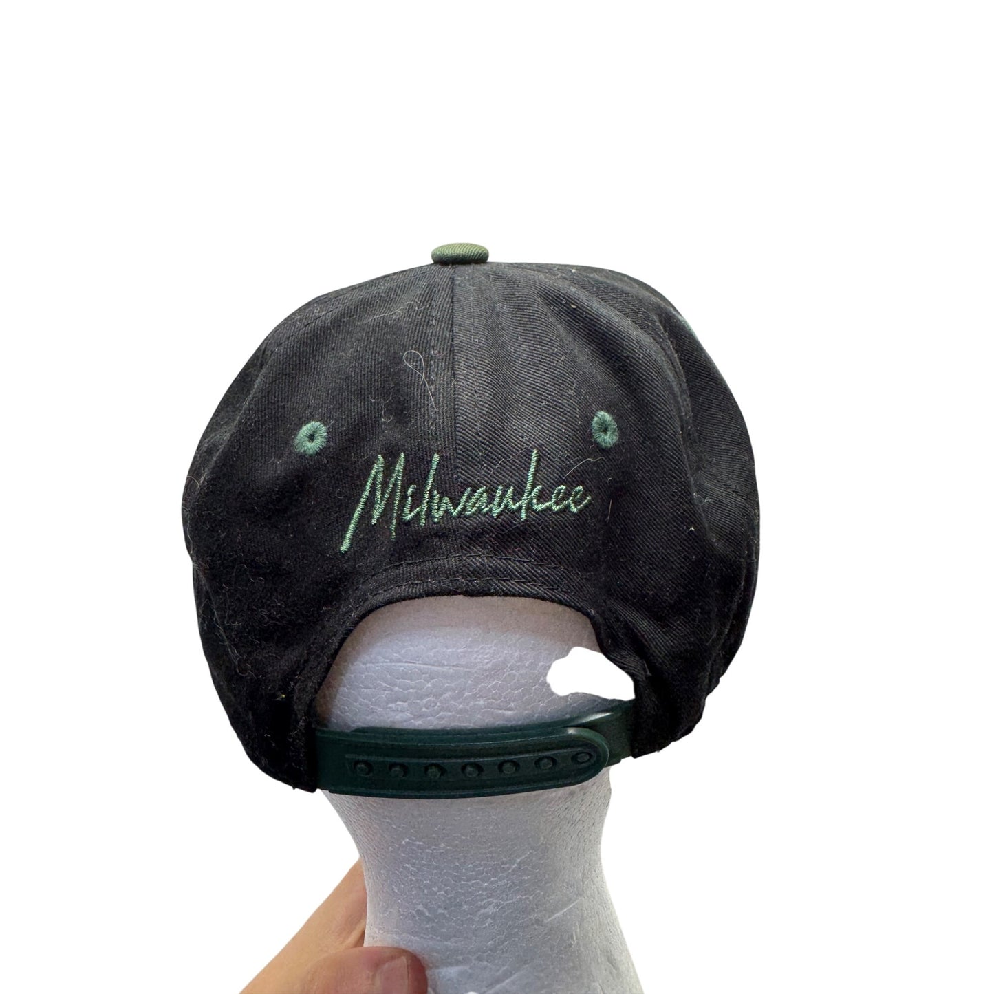 Milwaukee Bucks Youth Snapback Hat Black & Green NBA Cotton Adjustable Cap #9759