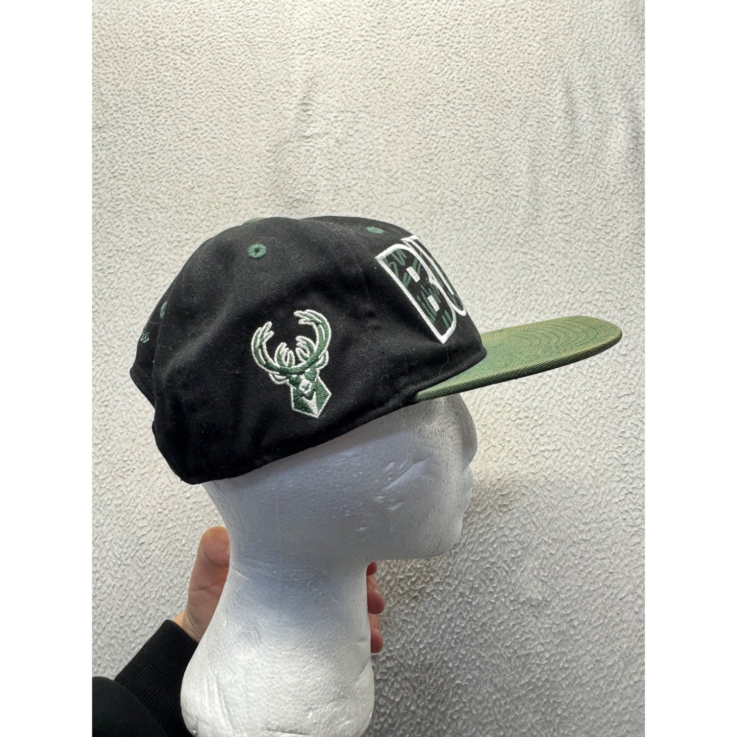 Milwaukee Bucks Youth Snapback Hat Black & Green NBA Cotton Adjustable Cap #9759