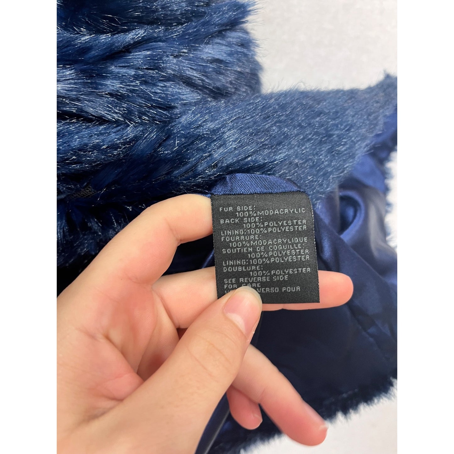 Steve Madden Navy Blue Faux Fur Vest M #974A