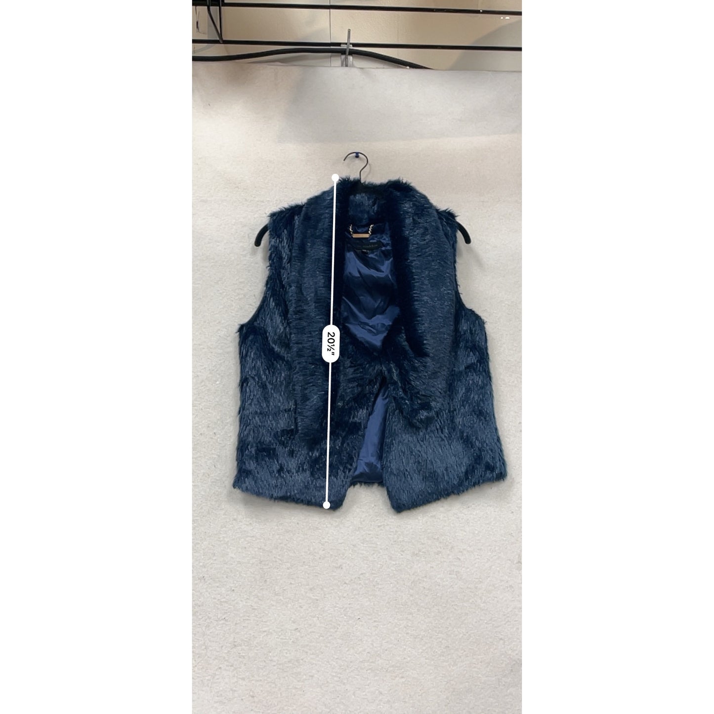 Steve Madden Navy Blue Faux Fur Vest M #974A