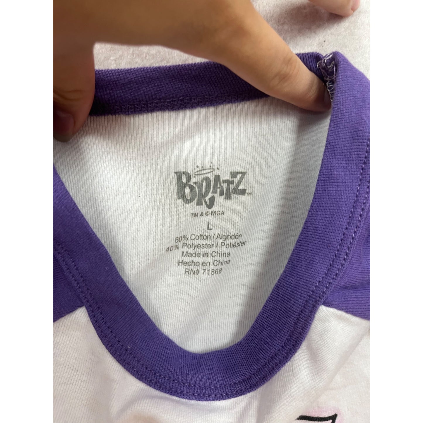 Bratz Purple & White Graphic Raglan T-Shirt Size M #194A