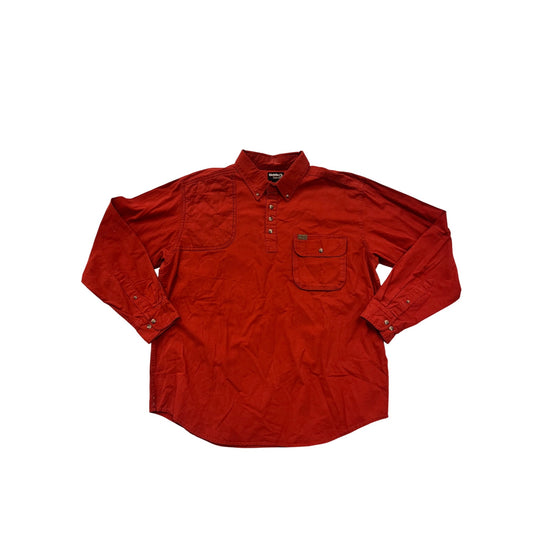 Mens Guide Series Red Button-Up Shirt XL 100% Cotton Long Sleeve #6340