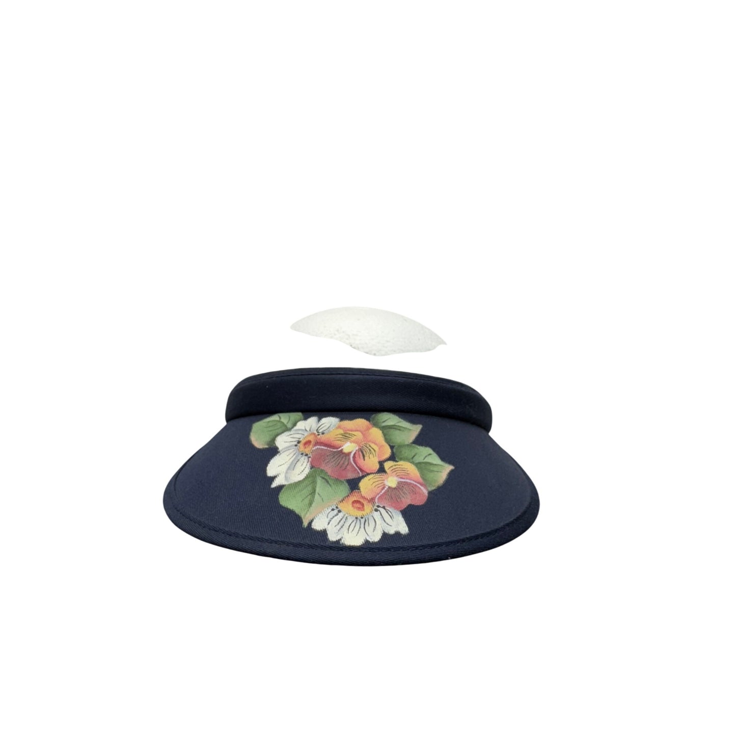 Faded Glory Navy Blue Floral Print Sun Visor Lightweight Adjustable Band #9783