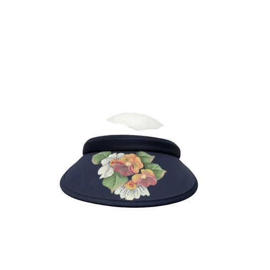 Faded Glory Navy Blue Floral Print Sun Visor Lightweight Adjustable Band #9783