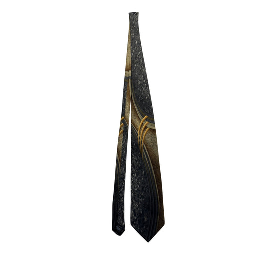 Croft & Barrow All Silk Tie With Abstract Gold & Gray Design #9113