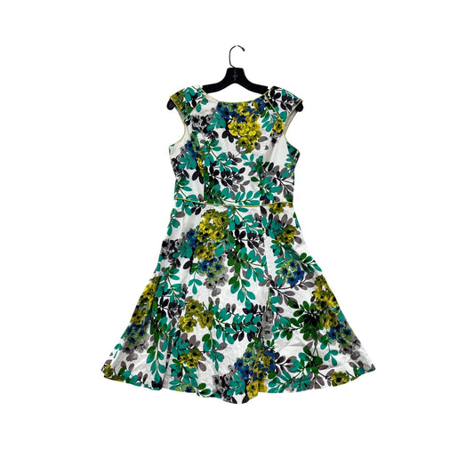 Fit & Flare Dress By London Style Collection Green & Yellow Floral Print #8366