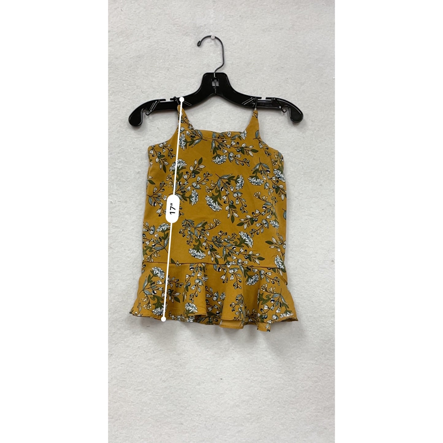 Girls Floral Mustard Sleeveless Peplum Top By Dangshanglan #8386