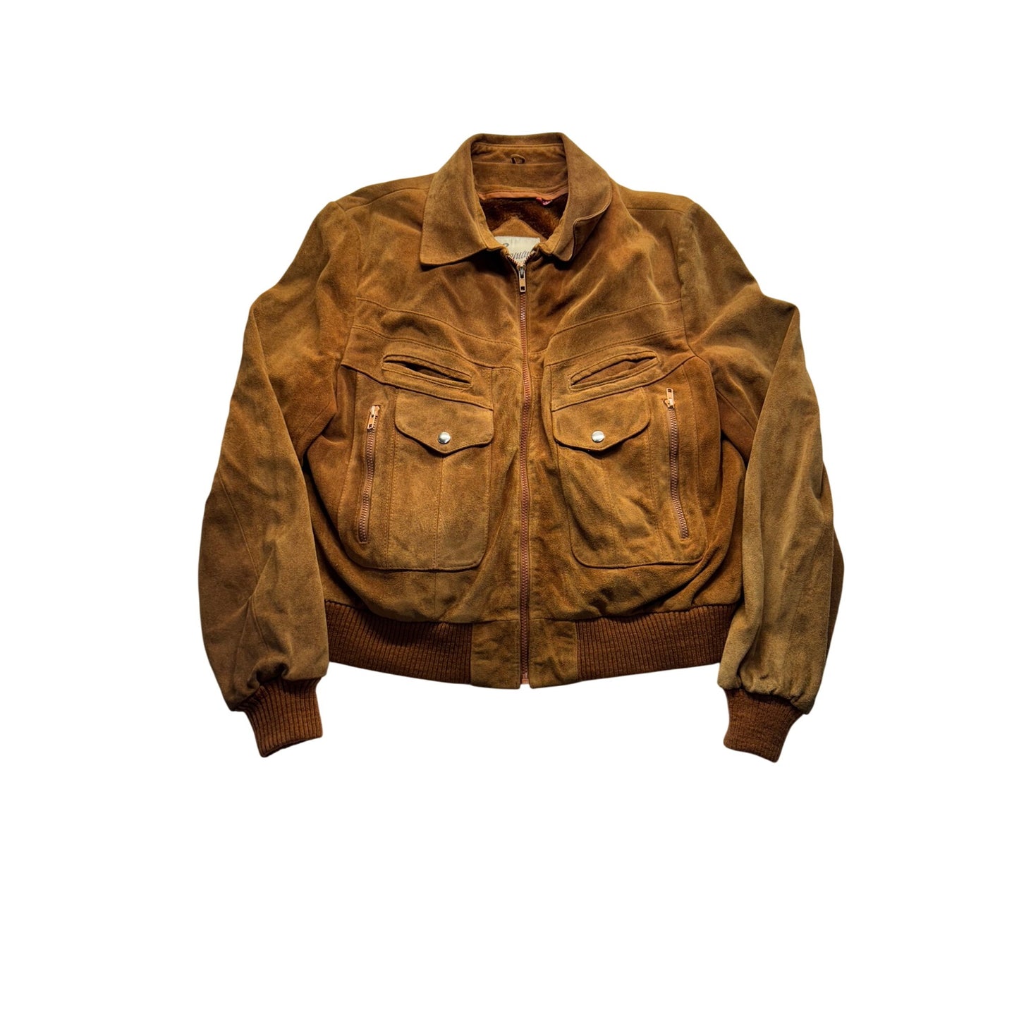 Vintage Bermans Brown Suede Bomber Jacket Size 46 #7990