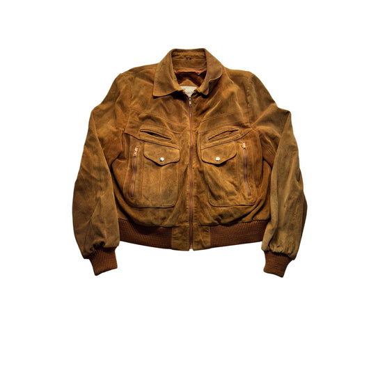 Vintage Bermans Brown Suede Bomber Jacket Size 46 #7990
