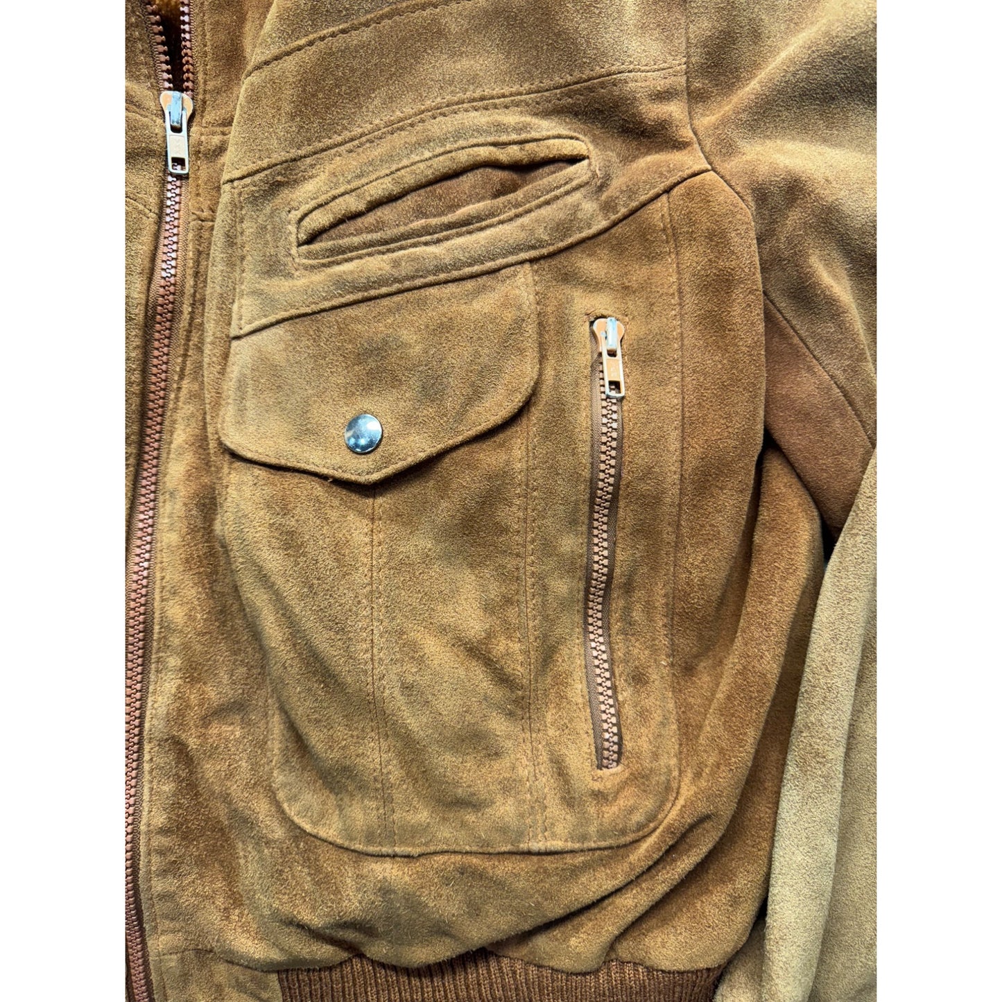 Vintage Bermans Brown Suede Bomber Jacket Size 46 #7990