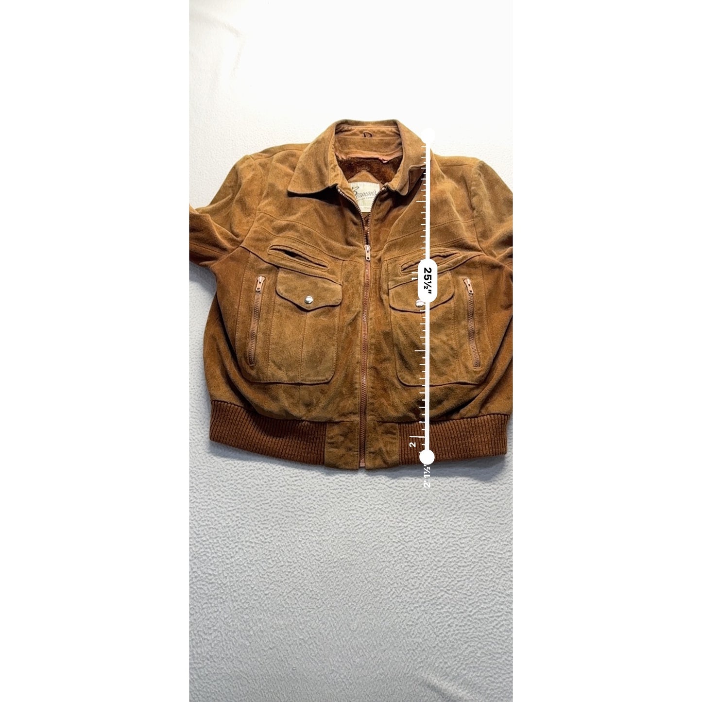 Vintage Bermans Brown Suede Bomber Jacket Size 46 #7990
