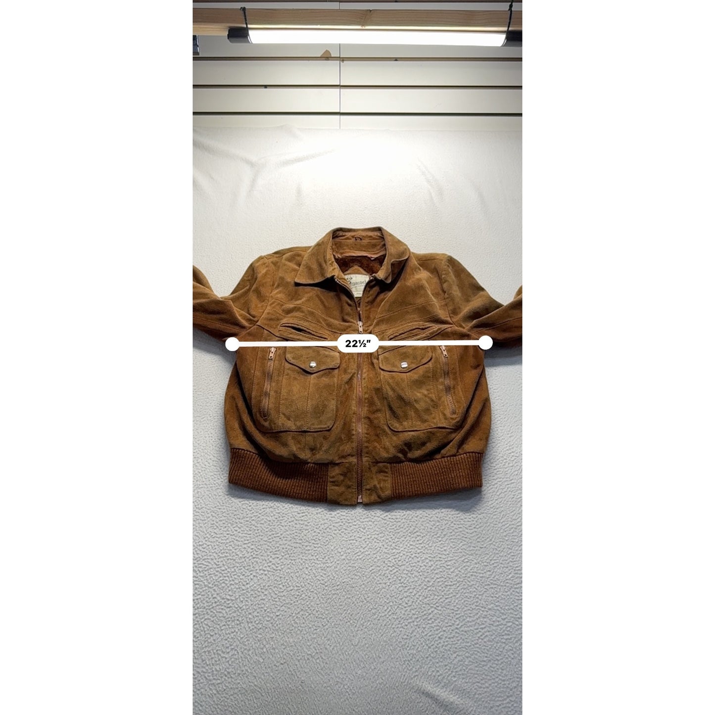 Vintage Bermans Brown Suede Bomber Jacket Size 46 #7990