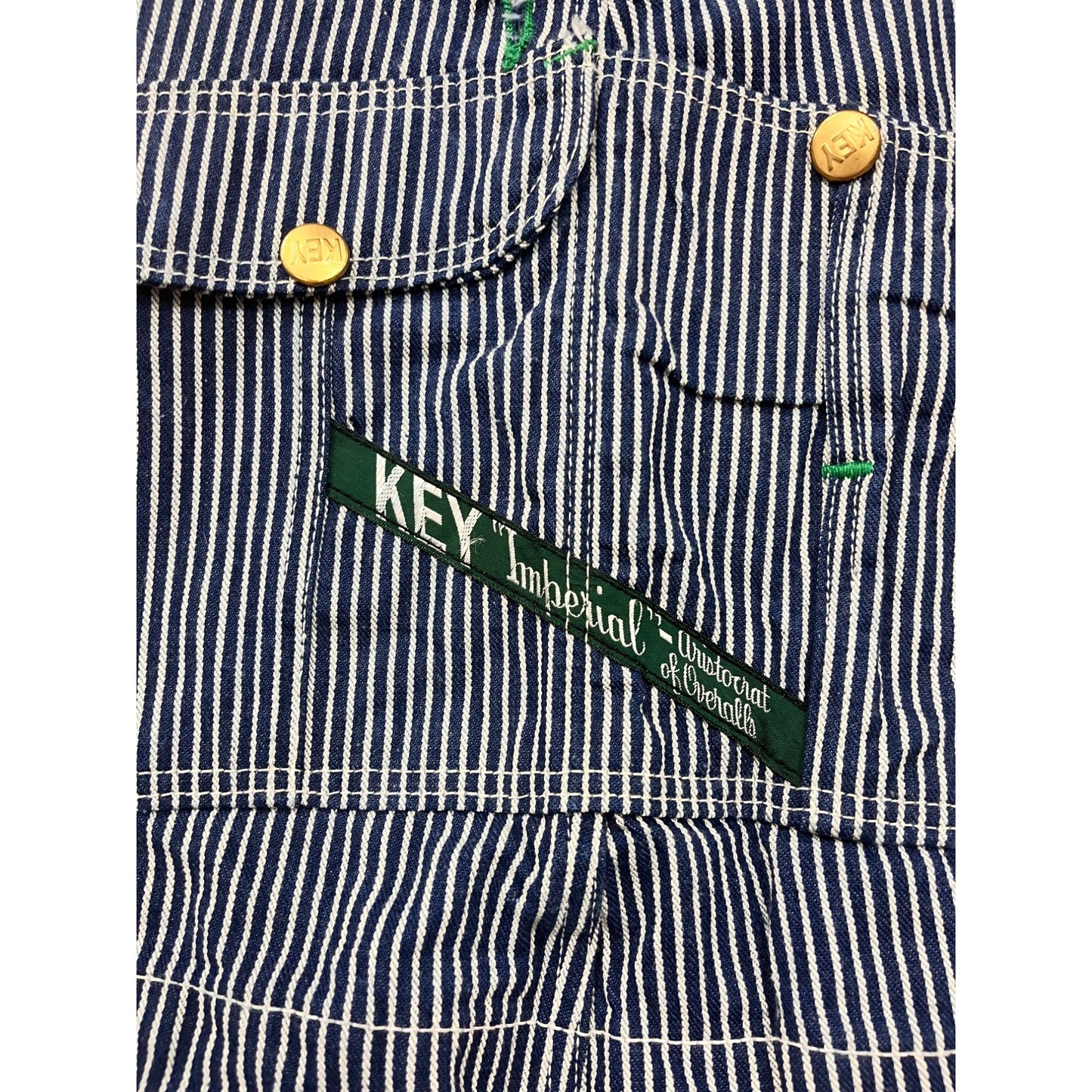 Vintage Key Imperial Blue & White Striped Overalls 40x30 #8956